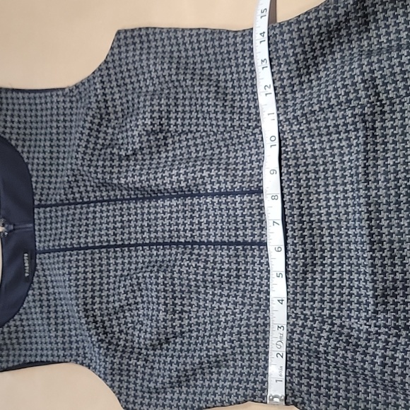 Talbots Size 4 Gray & Navy Blue Houndstooth Tweed Sheath Dress, Never Worn - Picture 16 of 16